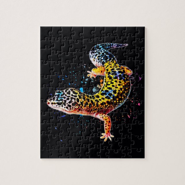Puzzle de Reptile de l'aquarelle de Leopard Gecko (Vertical)