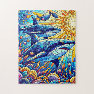 Puzzle De Requin Dur En Mosaïque Vibrante