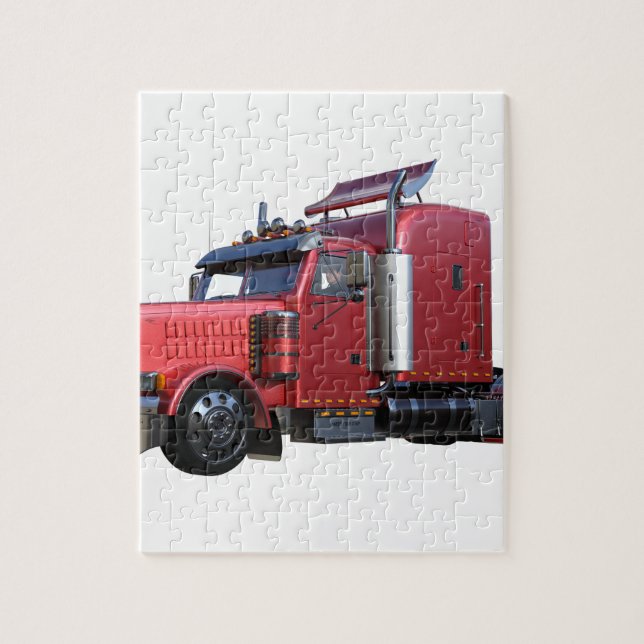 Puzzle De rouge camion métallique de Traler de tracteur (Vertical)