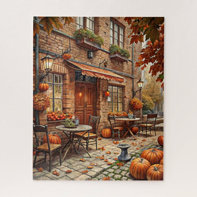 Puzzle de rue du village d'automne (Vertical)