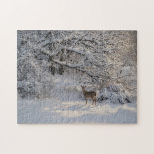 Puzzle de scène hivernale de cerfs dans la neige