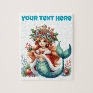 Puzzle de sirène de Noël - Texte modifiable