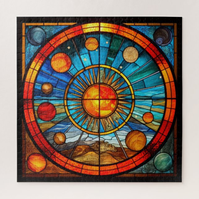 Puzzle de système solaire en verre tendu (Vertical)