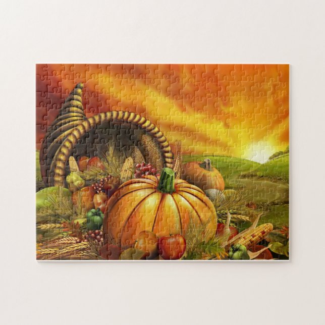 Puzzle de thanksgiving de corne d'abondance (Horizontal)