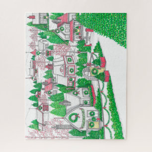 Puzzle de vacances Vintage Village tiré à la main