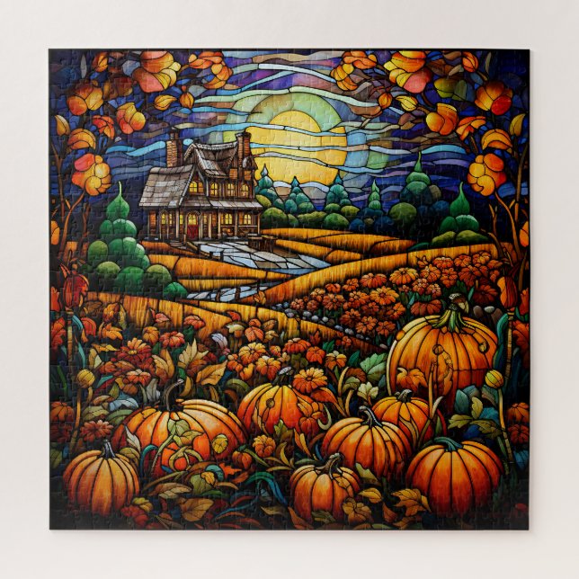 Puzzle de vitrail d'automne (Vertical)