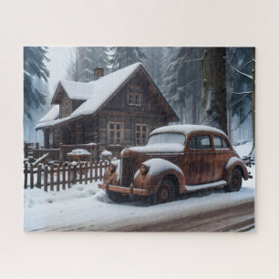 Puzzle de voiture antique d'hiver