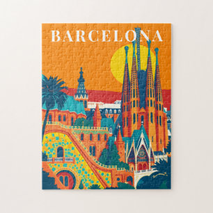 Puzzle de voyage vintage de Barcelone en Espagne