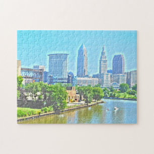 Puzzle de vue de Cleveland la rivière Ohio (effet