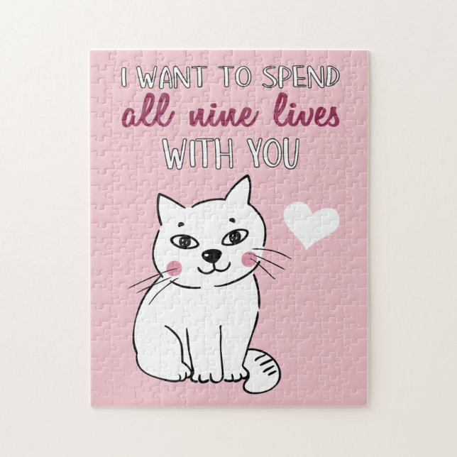 Puzzle Déclaration d'amour romantique de chat caricature  (Vertical)