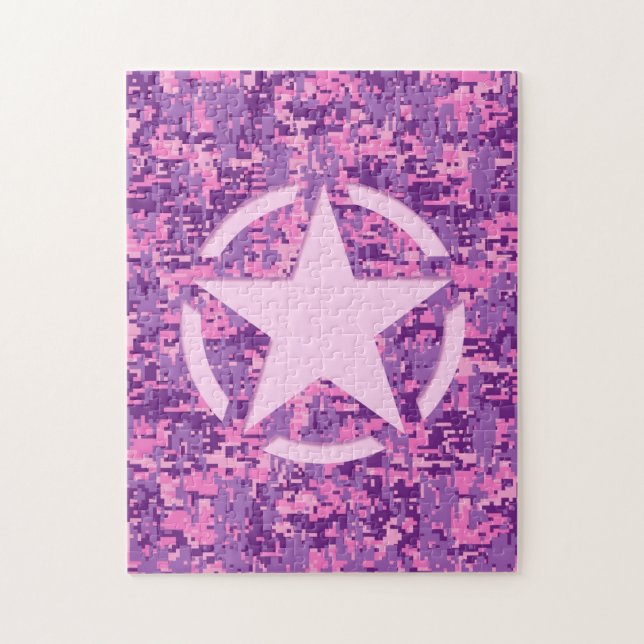 Puzzle Déco rose étoile sur le style Camo numérique (Vertical)