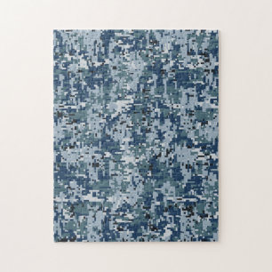 Puzzle Décor Camouflage Pixels numériques bleu marine