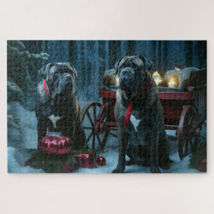 Puzzle Décor de Noël Cane Corso Snowy Sleigh