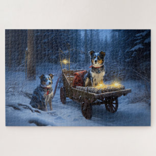 Puzzle Décor de Noël de l'hélier bleu neige