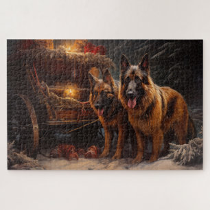 Puzzle Décor de Noël du berger belge Snowy Sleigh
