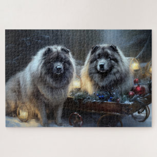 Puzzle Décor de Noël Keeshond Snowy Sleigh