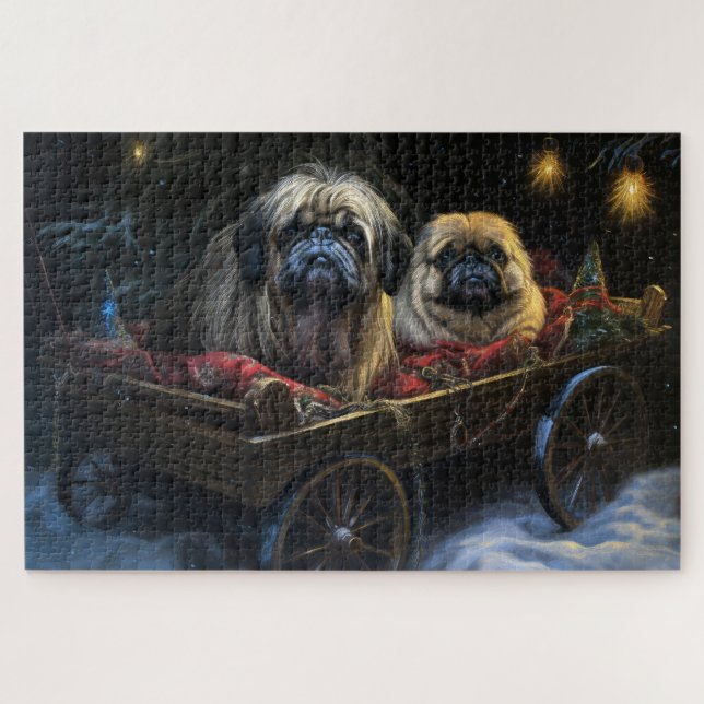 Puzzle Décor de Noël Pekingese Snowy Sleigh (Horizontal)