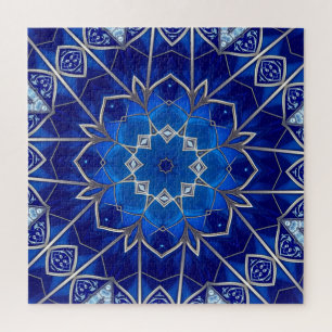 Puzzle décoratif bleu en forme de pièce