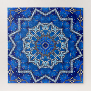 Puzzle décoratif bleu en forme de pièce