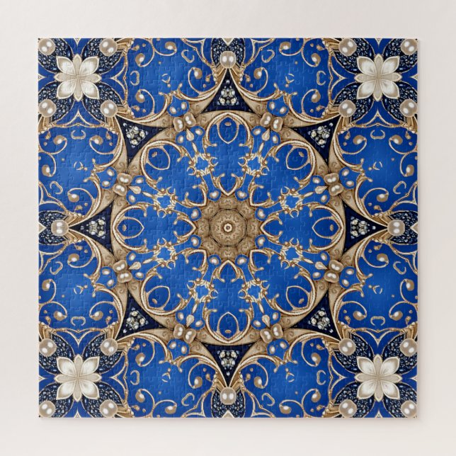Puzzle décoratif bleu or (Vertical)