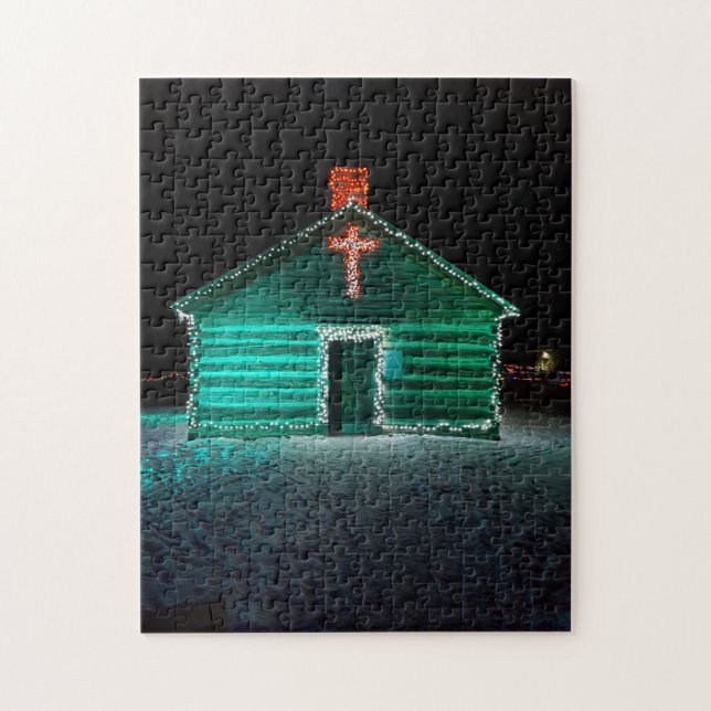 Puzzle - Décoré avec lumières et croix - Noël (Vertical)