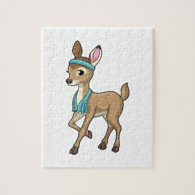 Puzzle Deer at Fitness with Towel (Vertical)