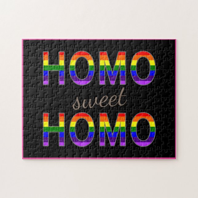 Puzzle Défi rose homo doux homo gai drôle de frontière (Horizontal)