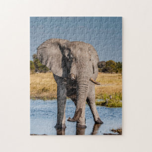Puzzle d'éléphant de taureau en liberté.