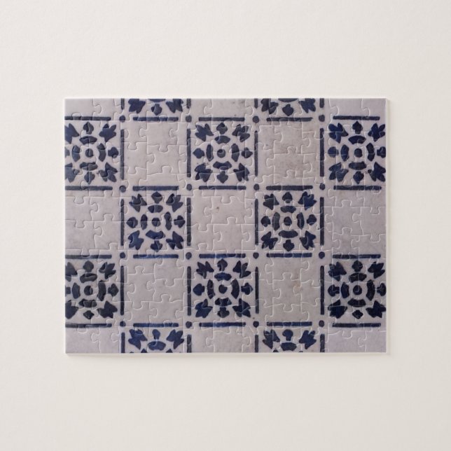 Puzzle Delft Tile Blue Antique Art Motif (Horizontal)