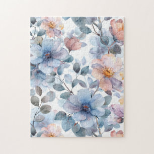 Puzzle Délicat motif floral aquarelle en couleur pastel