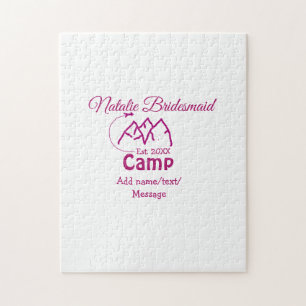 Puzzle Demoiselle d'honneur de camp rose ajouter nom date