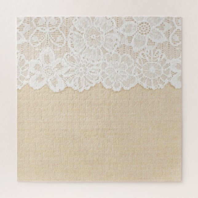 Puzzle Dentelle blanche sur la conception du tissu. (Vertical)