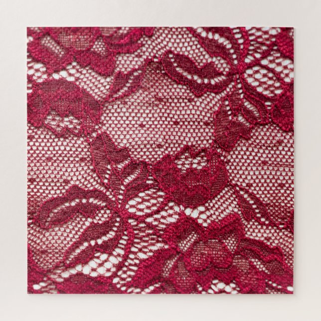 Puzzle Dentelle rouge : textile jacquard élastique. (Vertical)