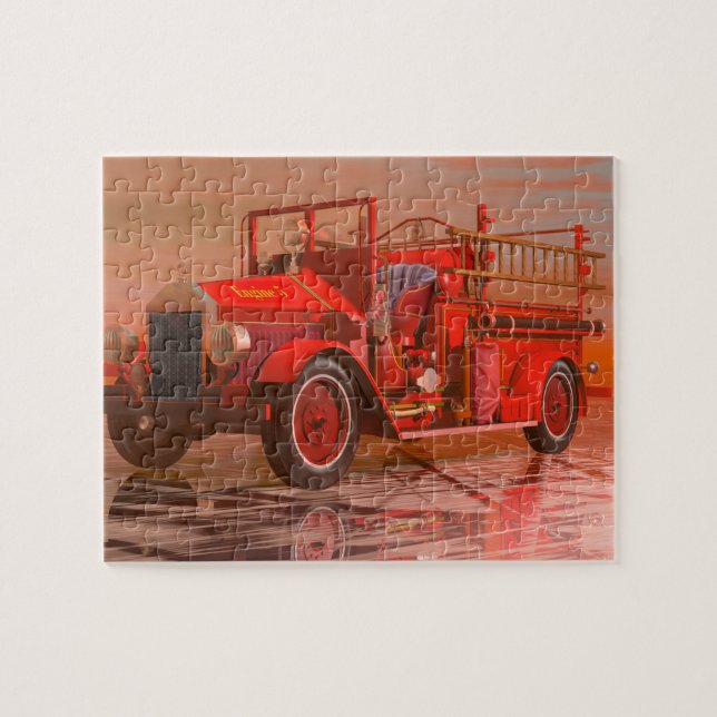 Puzzle denteux antique de pompe à incendie (Horizontal)