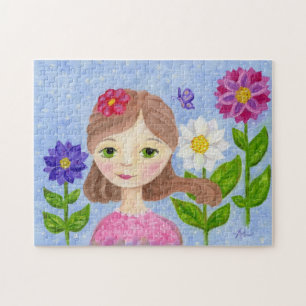 Puzzle denteux de fille de jardin d'agrément