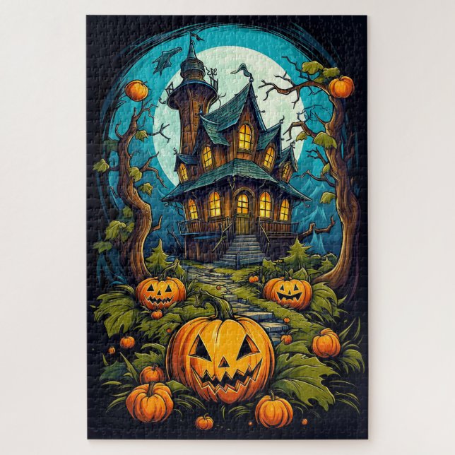 Puzzle Déplaisant Joyeux Halloween Haunted House après la (Vertical)