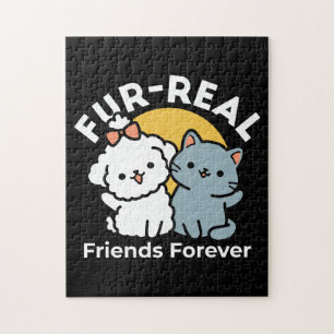 Puzzle Des amis vrais pour toujours   Cute Cat & Chien Du