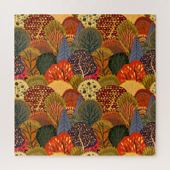 Puzzle Des arbres d'automne stylisés, des motifs de forêt (Vertical)