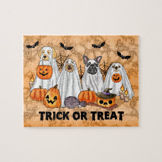 Puzzle des chiens fantômes d'Halloween (Horizontal)