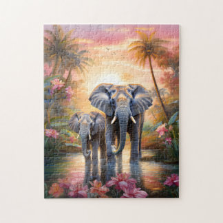 Puzzle des éléphants tropicaux