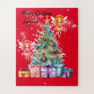 Puzzle Des fées décorant le sapin de Noël