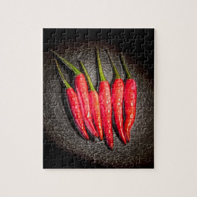 Puzzle des Peppers Red Chili avec Tin (Vertical)