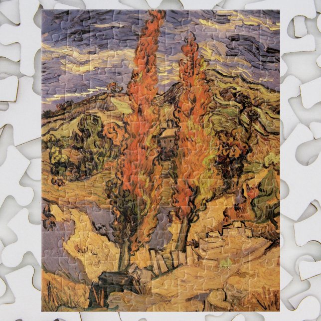 Puzzle Des peupliers sur la route à travers les collines  (Créateur téléchargé)