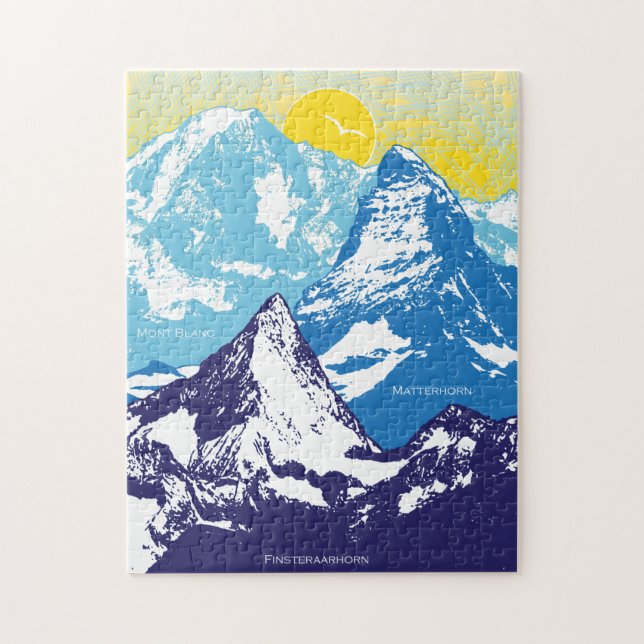 Puzzle des pics alpins 11x14 pour les personnes av (Vertical)