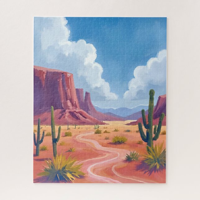 Puzzle Desert Canyon | Cactus Nature Landscape (Vertical)