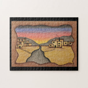Puzzle Desert Southwest Folk Art coloré Adobe Sunset