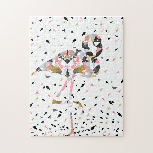 Puzzle Design abstrait de Flamant rose géométrique mignon (Vertical)