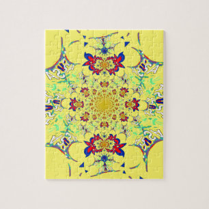Puzzle Design coloré à damas floral brillant