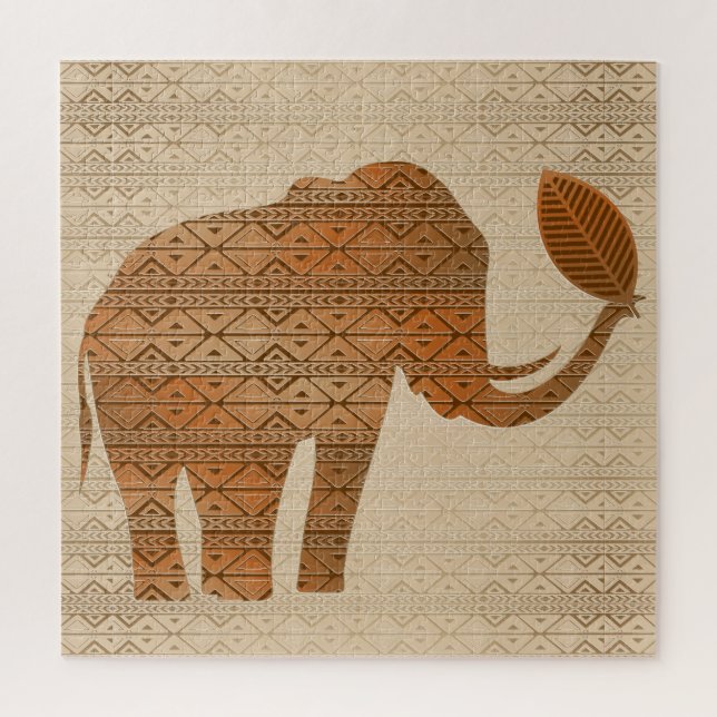 Puzzle Design d'art tribal des éléphants (Vertical)