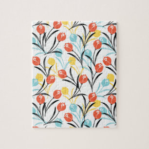 Puzzle Design floral Motif de Tulipe en blanc